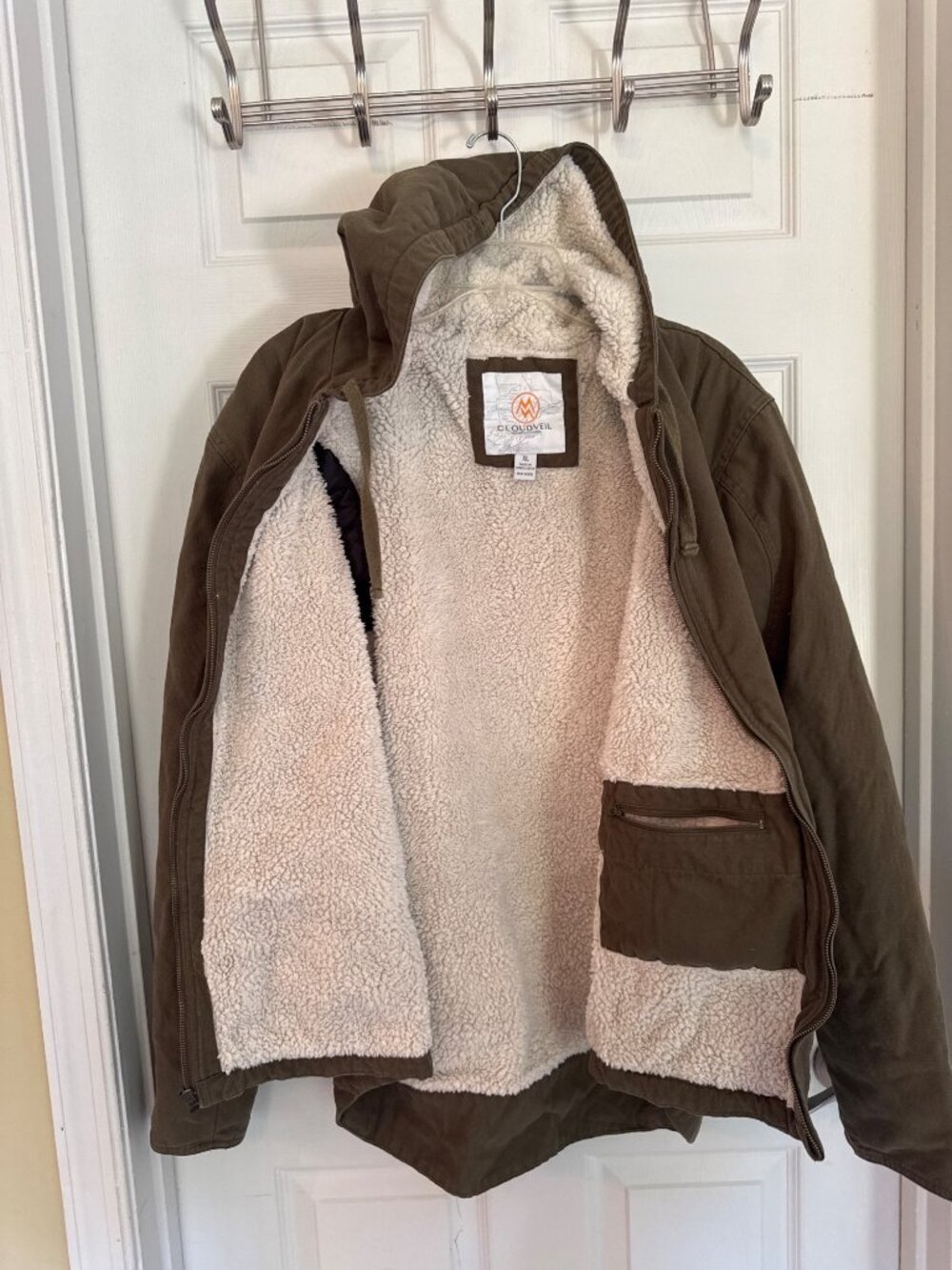 Cloudveil Mountain Works Sherpa Lined Military Green Workwear Coat Women's XL - Picture 6 of 10